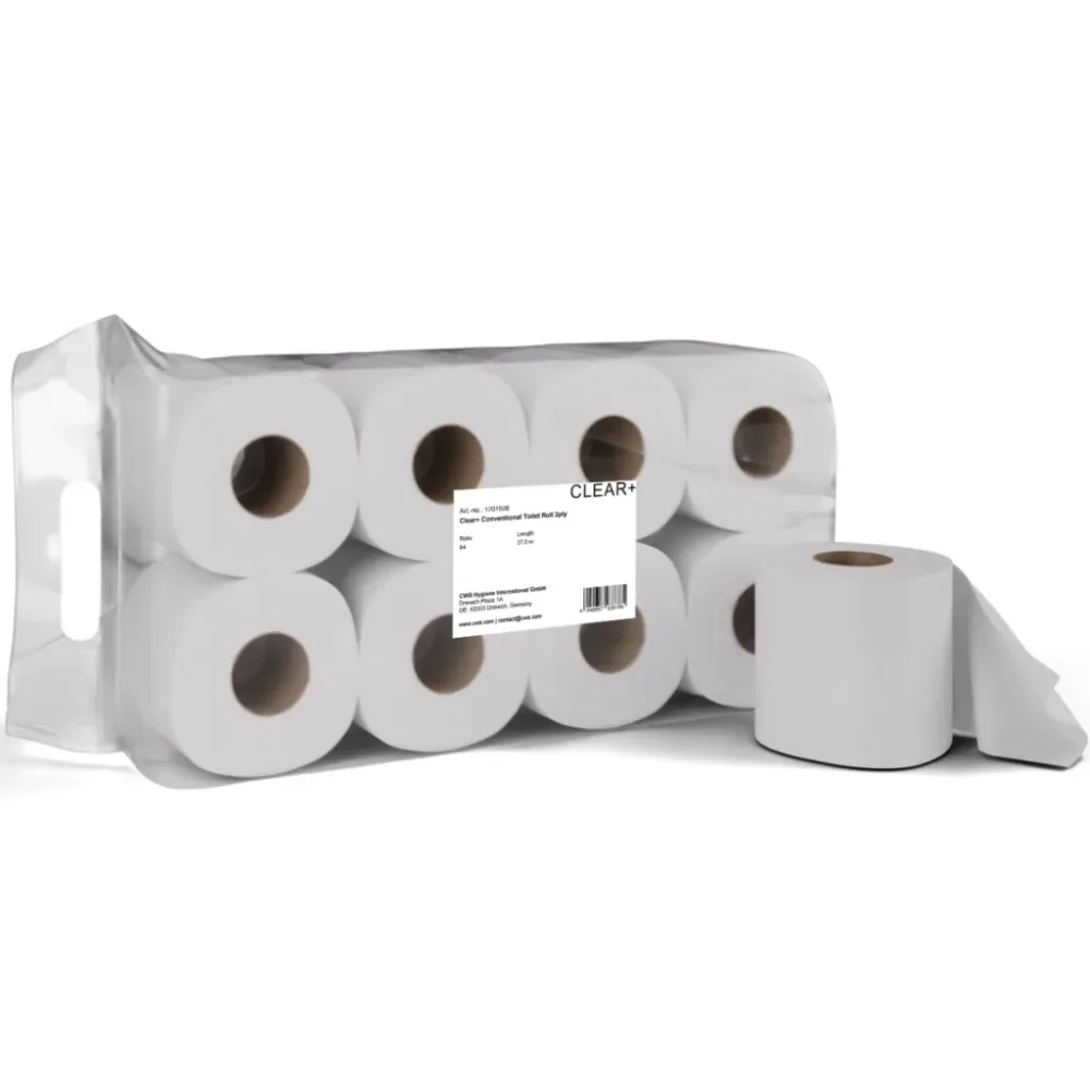 CLEAR+ by CWS Toilettenpapier Standard-Rollen, 2-lagig (64 Stk)
