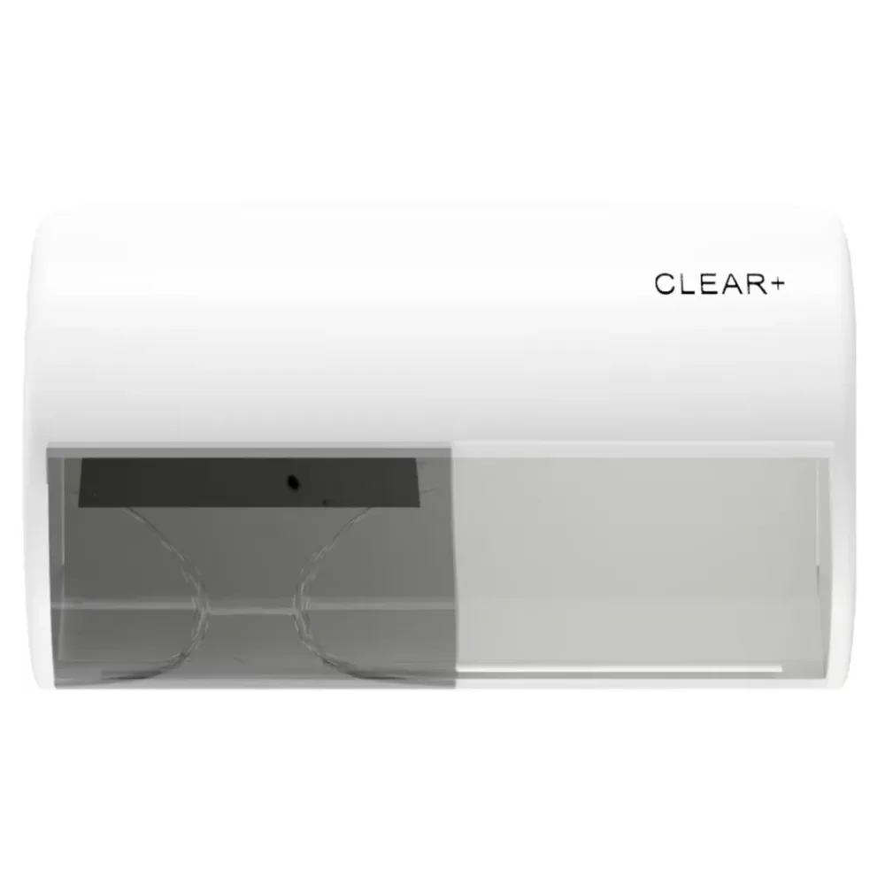 Toilettenpapierspender Clear+, für Haushaltsrollen, Kunststoff, weiß CWS