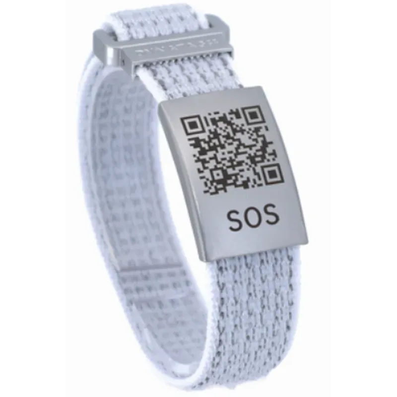 DynaTag SOS-Notfallarmband mit QR-Code aus Textil, weiss (1 Stk)