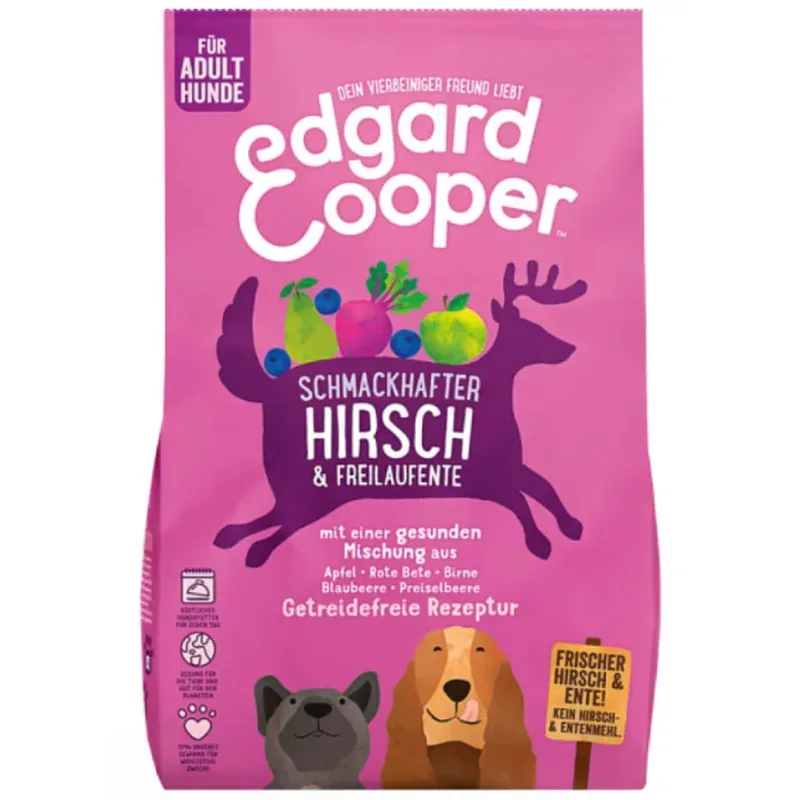 Edgard & Cooper Adult Frischer Hirsch & Freilaufente mit Apfel, Trockenfutter für Hunde (7kg)