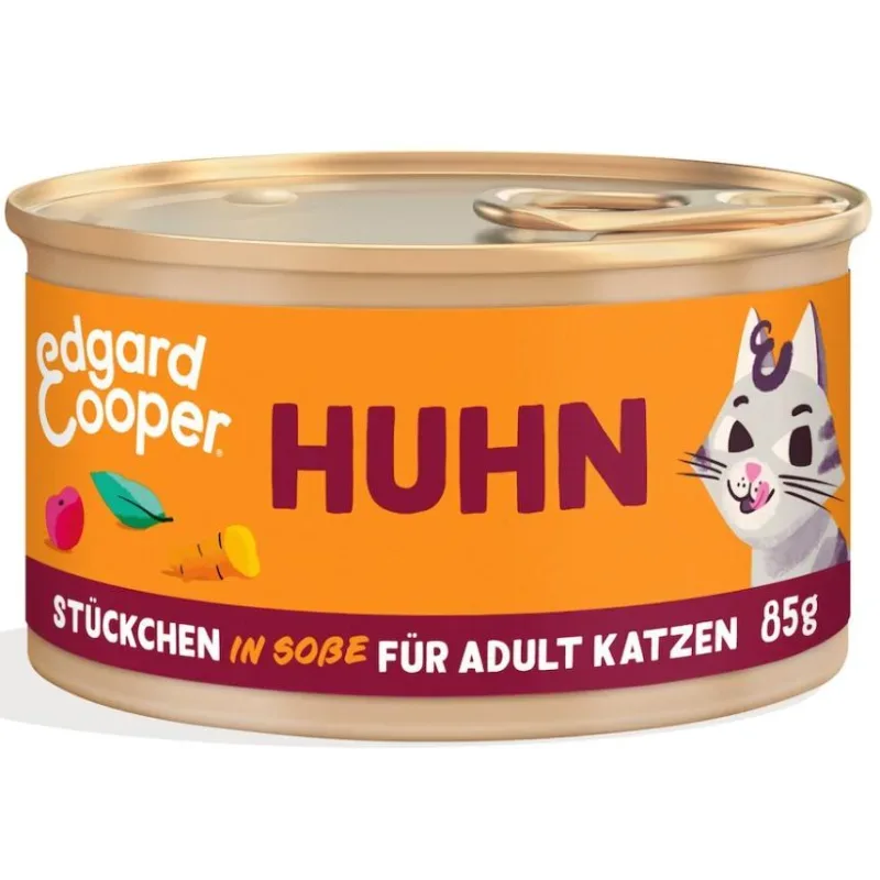 Edgard & Cooper Adult Huhn mit Cranberrys in Sauce, Nassfutter für Katzen (18x85g)