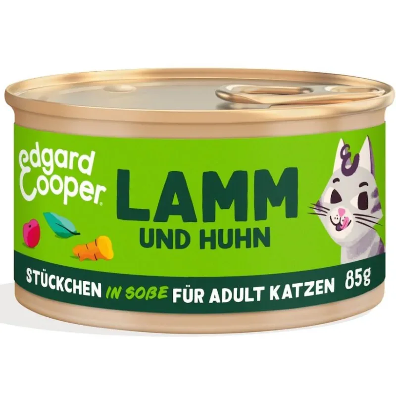 Edgard & Cooper Adult Lamm & Huhn mit Cranberrys in Sauce, Nassfutter für Katzen (18x85g)
