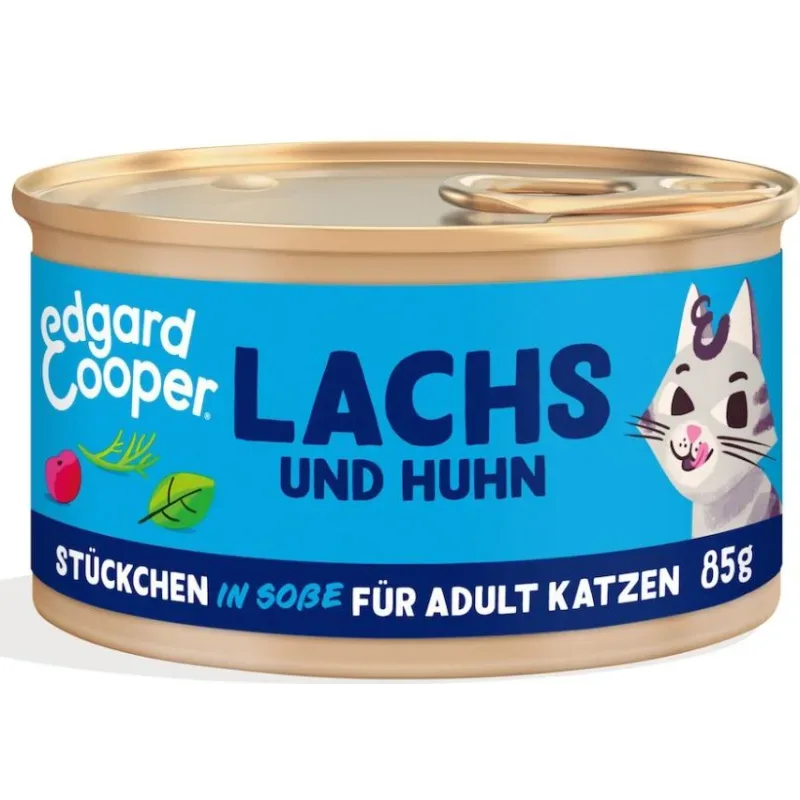 Edgard & Cooper Adult Pazifischer Lachs & Huhn mit Cranberrys in Sauce, Nassfutter für Katzen (18x85g)