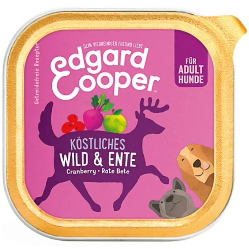 Edgard & Cooper Adult Wild & Ente mit Preiselbeere, Nassfutter für Hunde (11x150g)