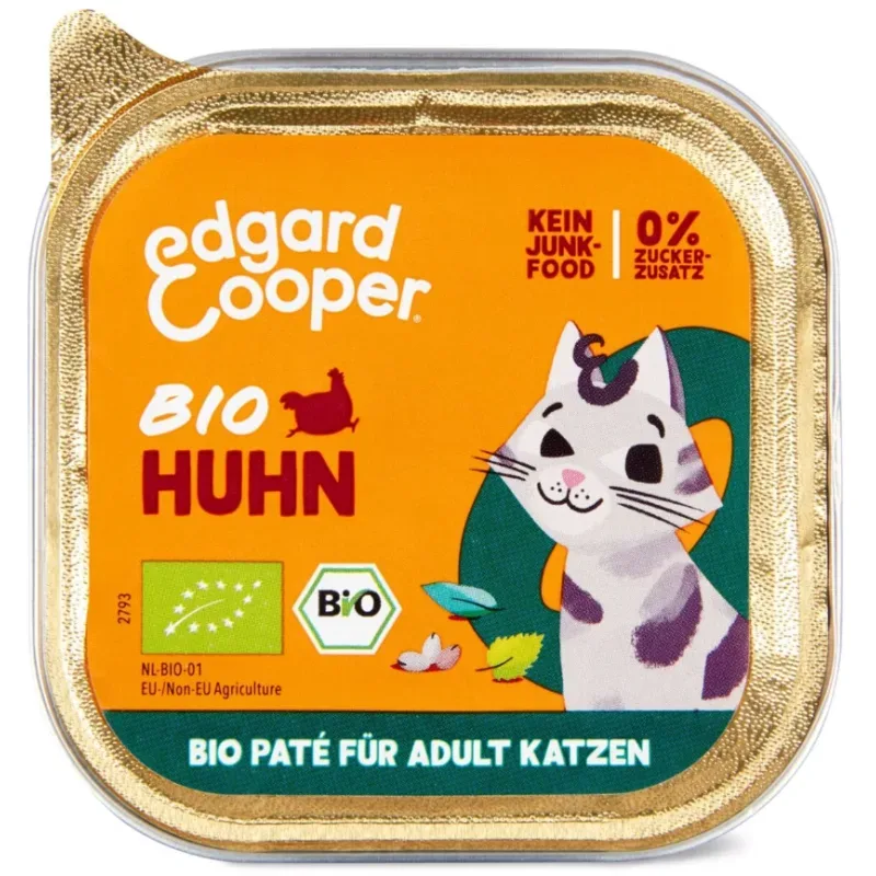 Edgard & Cooper Bio-Huhn mit Chiasamen, Nassfutter für Katzen (16x85g)