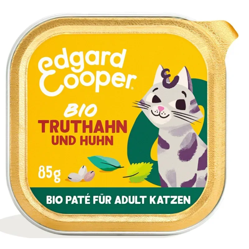 Edgard & Cooper Bio-Truthahn und Huhn mit Chiasamen, Nassfutter für Katzen (16x85g)