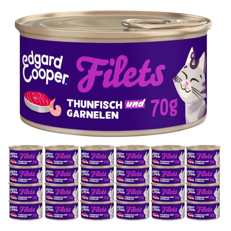 Edgard & Cooper Feline Thunfisch & Garnelen, Nassfutter für Katzen (24x70g)