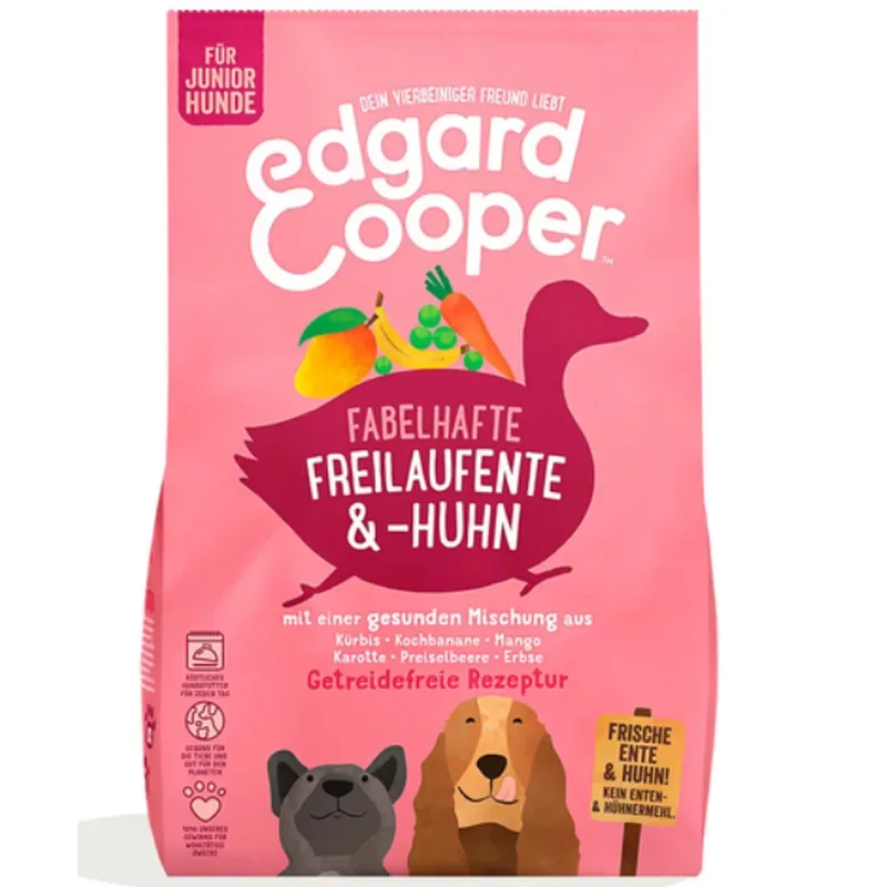 Edgard & Cooper Junior Frische Freilaufente & Huhn mit Kochbanane, Trockenfutter für Hunde (12kg)