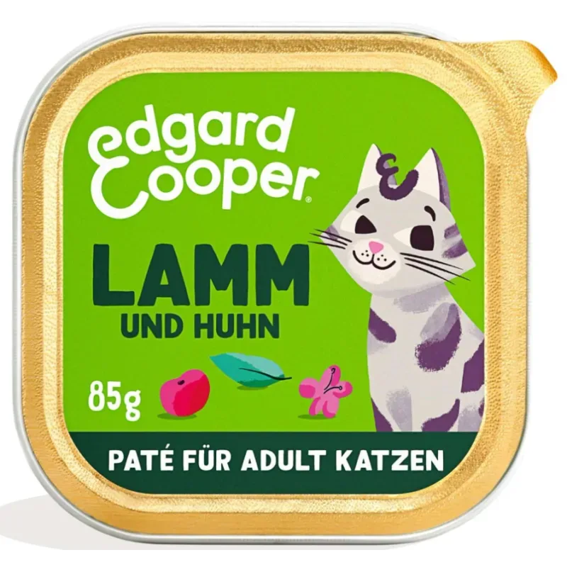 Edgard & Cooper Lamm und Huhn mit Cranberrys, Nassfutter für Katzen (16x85g)