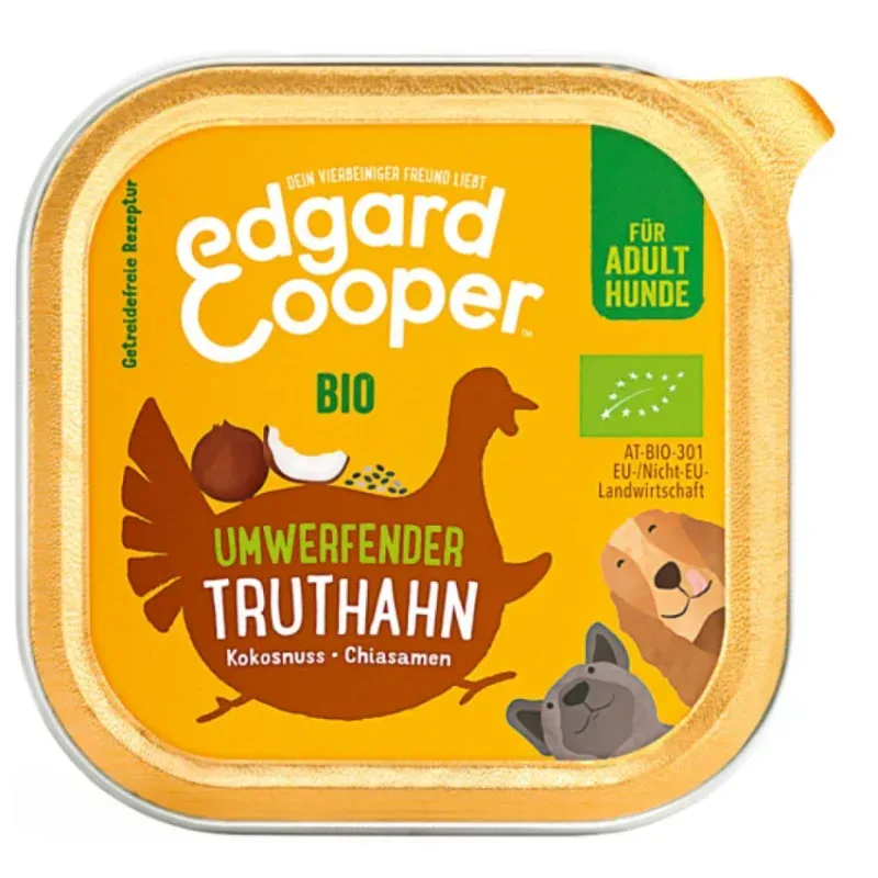 Edgard & Cooper Adult Truthahn mit Bio-Kokosnuss, Nassfutter für Hunde (17x100g)
