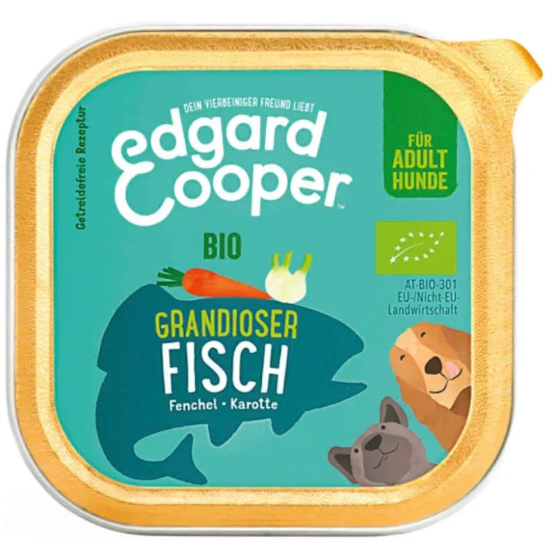 Edgard & Cooper Adult Bio-Fisch mit Fenchel, Nassfutter für Hunde (17x100g)