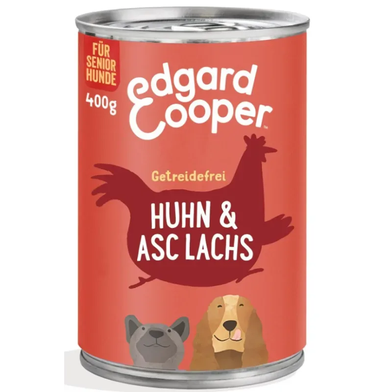 Edgard & Cooper Senior, Huhn & Lachs mit Brokkoli, Nassfutter für Hunde (6x400g)