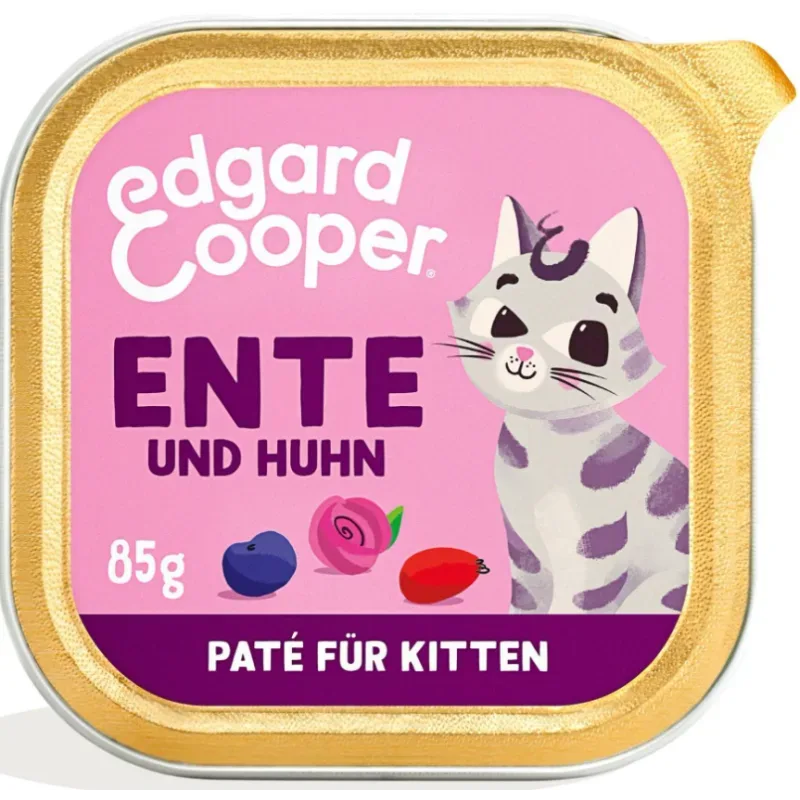 Edgard & Cooper Paté Kitten, Ente & Huhn mit Blaubeeren (16x85g)