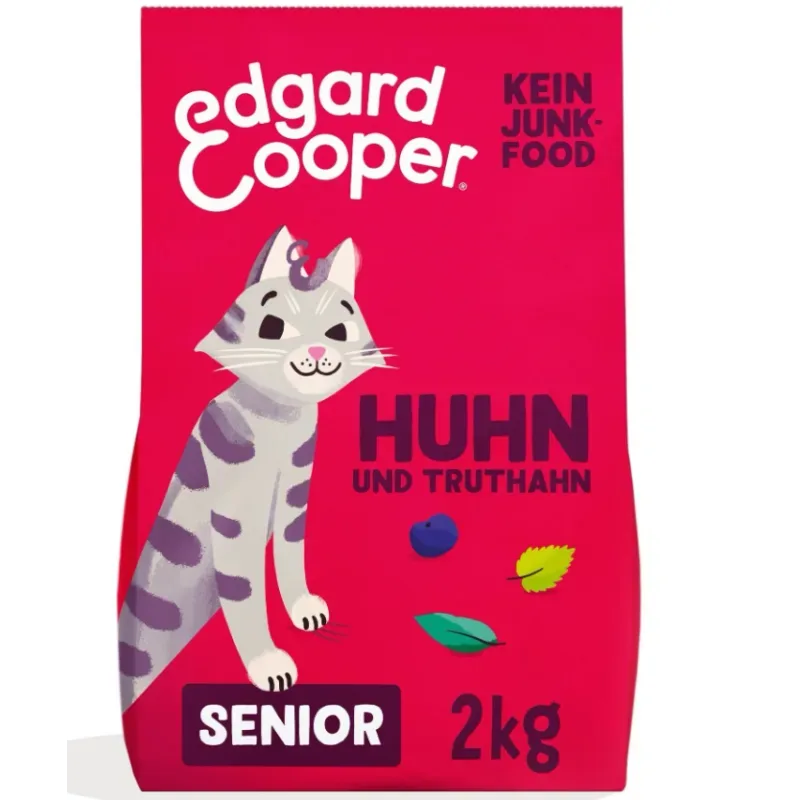 Edgard & Cooper Trockenfutter Seniorkatzen, Huhn & Truthahn mit Blaubeeren (2kg)