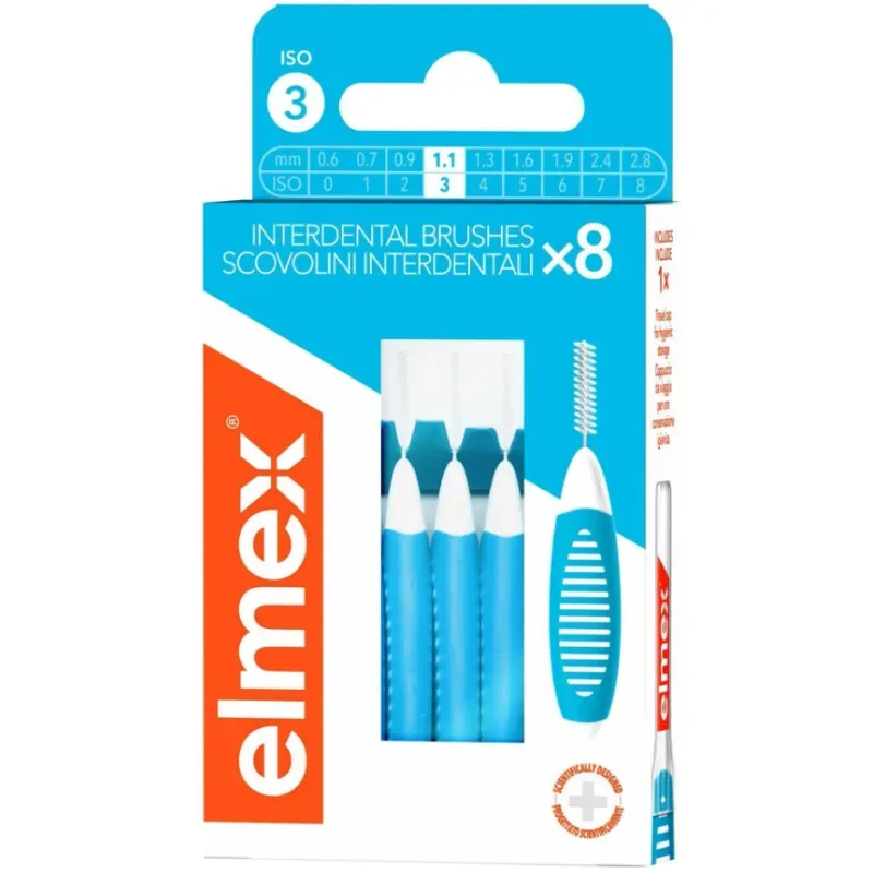 elmex Interdentalbürsten Blau Grösse 3, 0,6 mm, 8 Stück, Zahnzwischenraumbürste