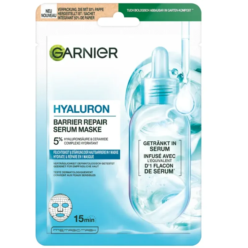 Garnier - Hyaluron Barrier Repair Serum Maske, 1 Stück