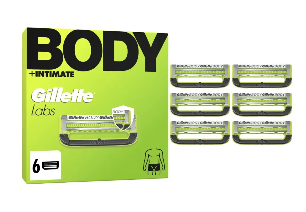 Gillette - Labs Body & Intimate 6 Ersatzklingen für Körper und Intimbereich, 6 Stück