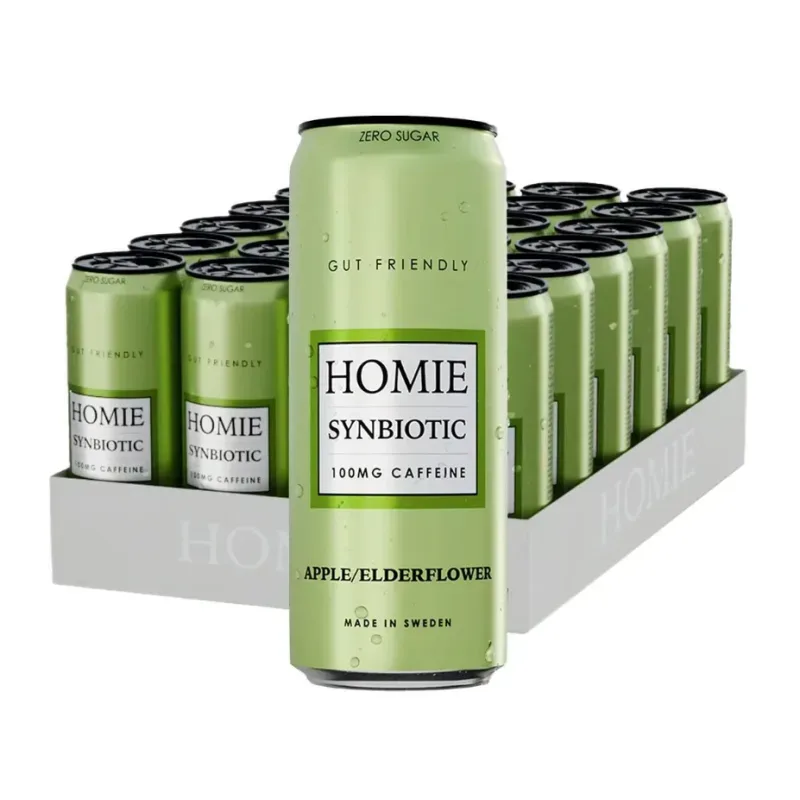 HOMIE Wake Up Synbiotic Energy Drink Apple & Elderflower (24x330ml)