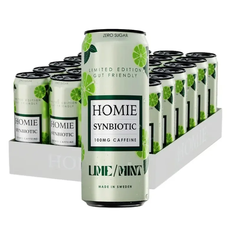 HOMIE Wake Up Synbiotic Energy Drink Lime & Mint (24x330ml)