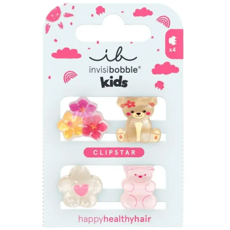 Invisibobble Haarklammer Kids Clipstar Bearly Bloomed (4 Stk)