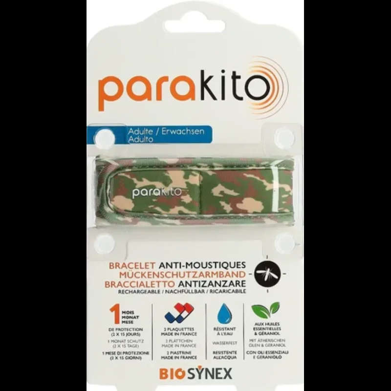 parakito Mückenarmband für Erwachsene, Tarnung (1 Stk)
