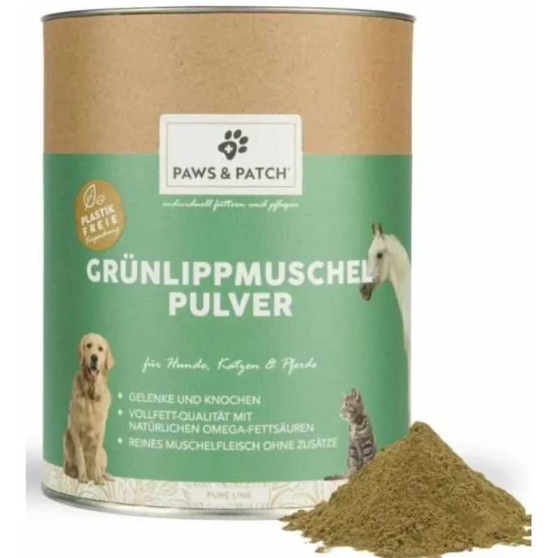 Paws & Patch Grünlippmuschel Pulver für Hunde, Katzen und Pferde (500g)