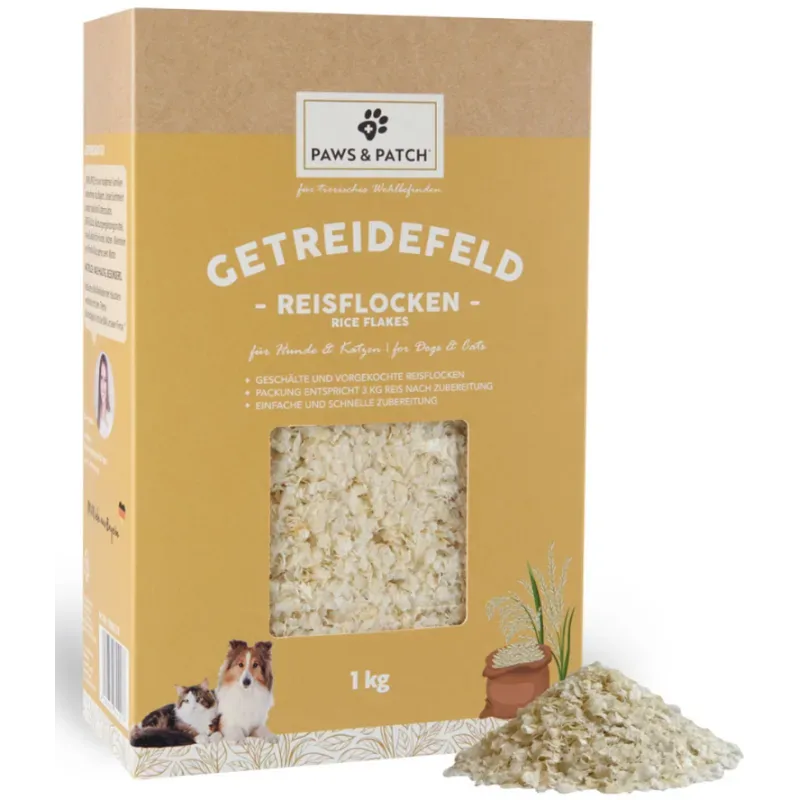 Paws & Patch Reisflocken für Hunde und Katzen (1kg)
