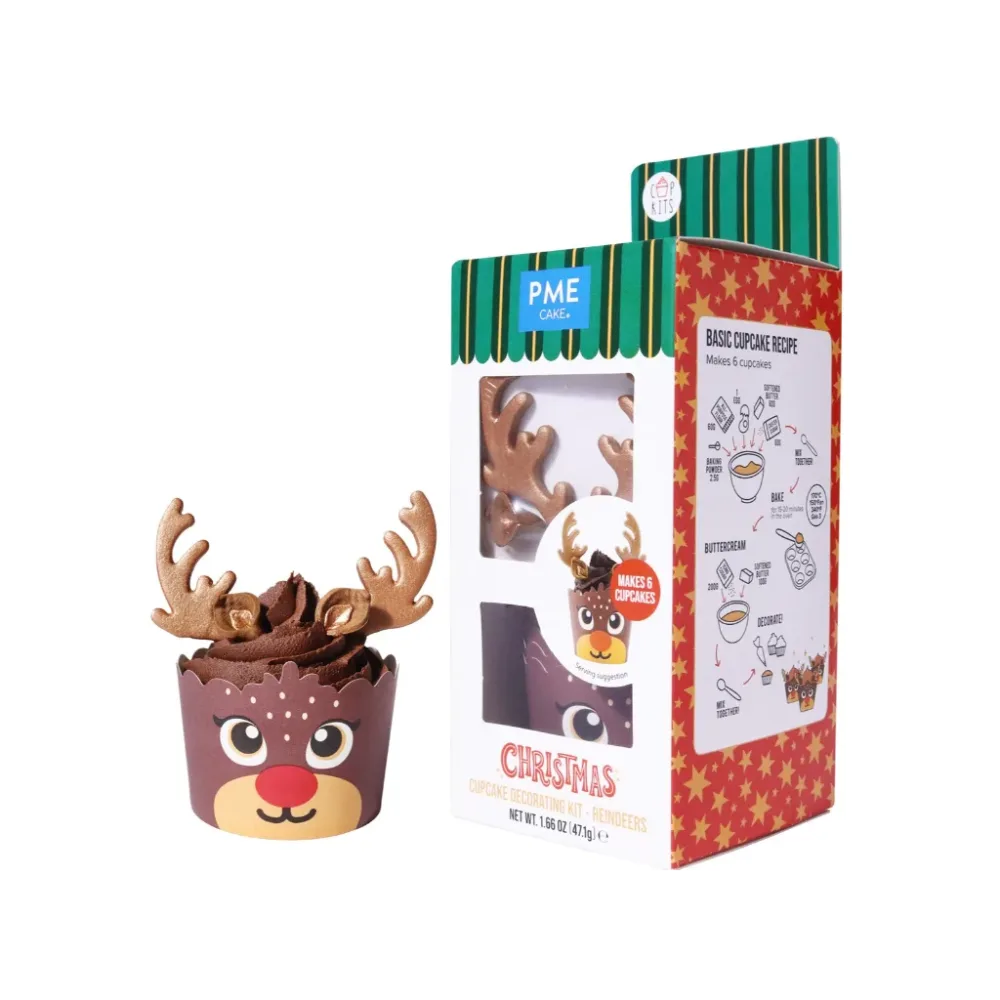PME Cake Weihnachts Cupcake-Dekorationsset - Rentiere (6 Stk)