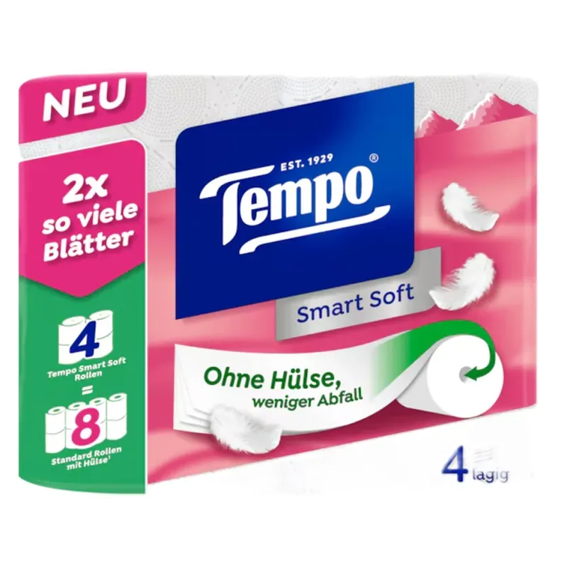 Tempo Toilettenpapier Smart, 4-lagig, 280 Blatt (4 Stk)