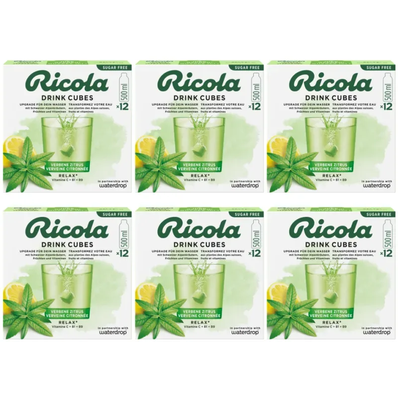 waterdrop x Ricola Drink Cubes Verbene Zitrus (6x12 Stk)