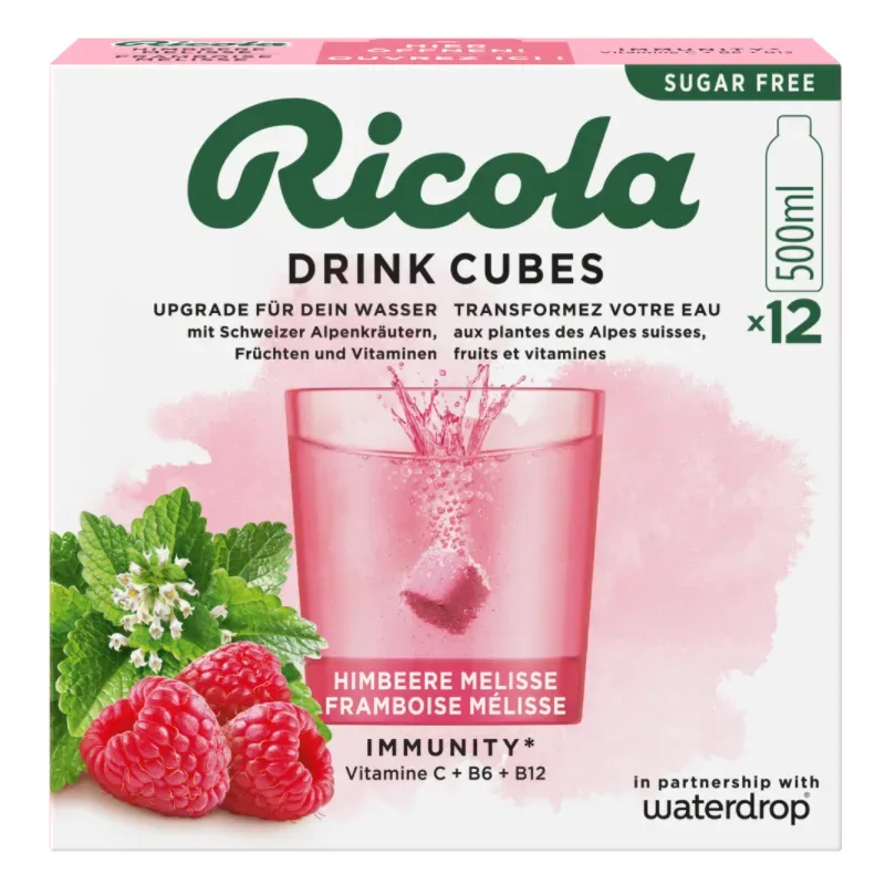 waterdrop x Ricola Drink Cubes Himbeer Melisse (12 Stk)