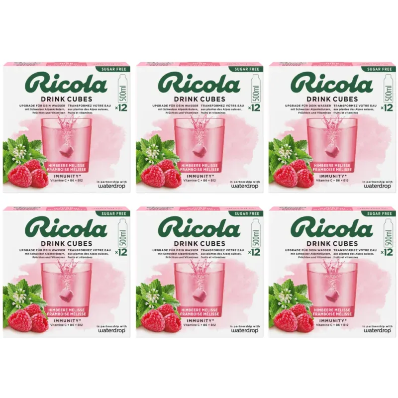 waterdrop x Ricola Drink Cubes Himbeer Melisse (6x12 Stk)