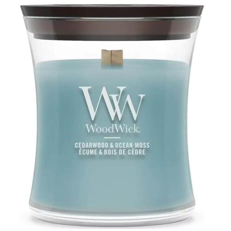 WoodWick Cedarwood & Ocean Moss Duftkerze (85g)