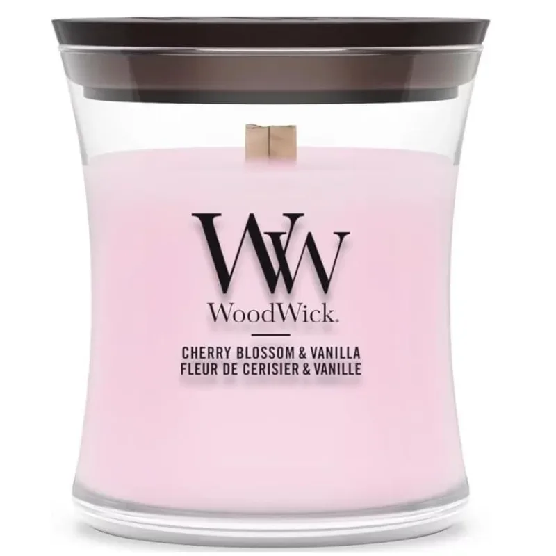WoodWick Cherry Blossom & Vanilla Duftkerze (85g)