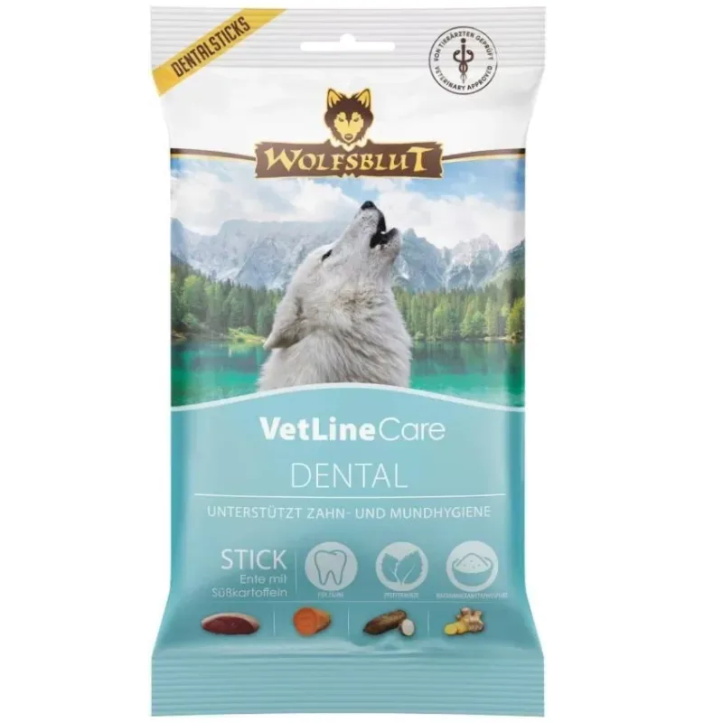 Wolfsblut VetLine Dental Sticks Hunde-Snack, Ente mit Süsskartoffeln (8x180g)