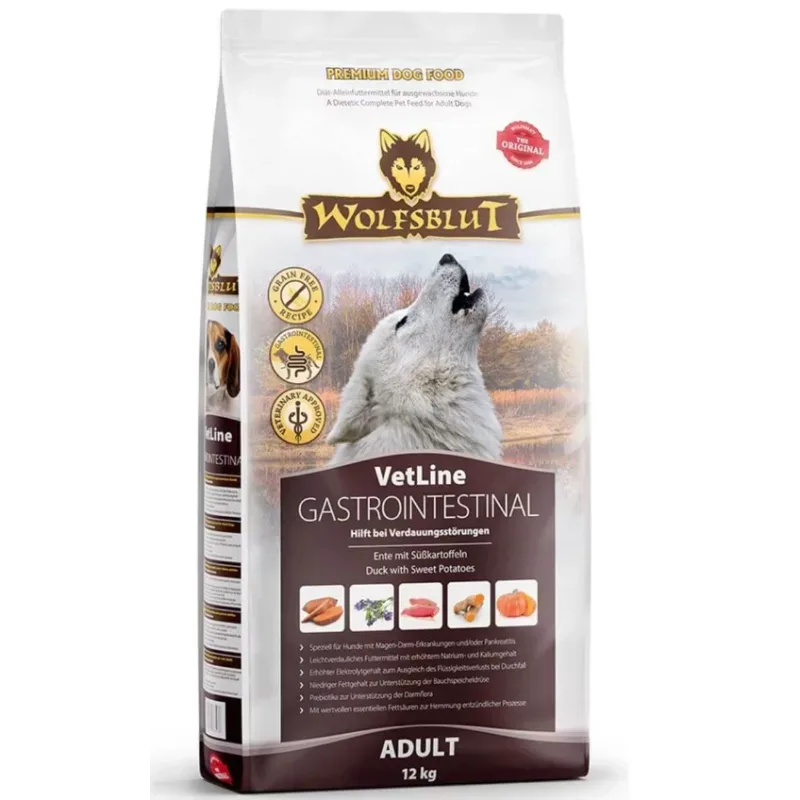 Wolfsblut VetLine Gastrointestinal Hunde-Trockenfutter, Ente mit Süsskartoffel (12kg)