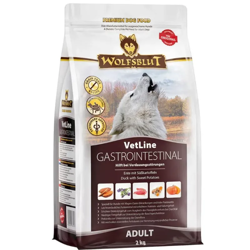 Wolfsblut VetLine Gastrointestinal Hunde-Trockenfutter, Ente mit Süsskartoffel (2kg)