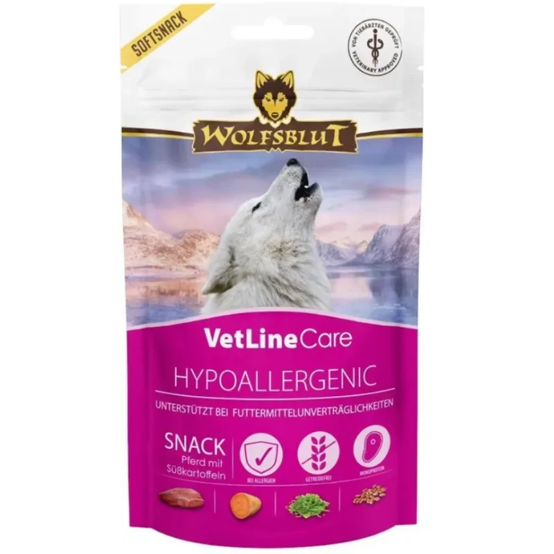 Wolfsblut VetLine Hypoallergenic Hunde-Snack, Pferd mit Süsskartoffeln (8x100g)