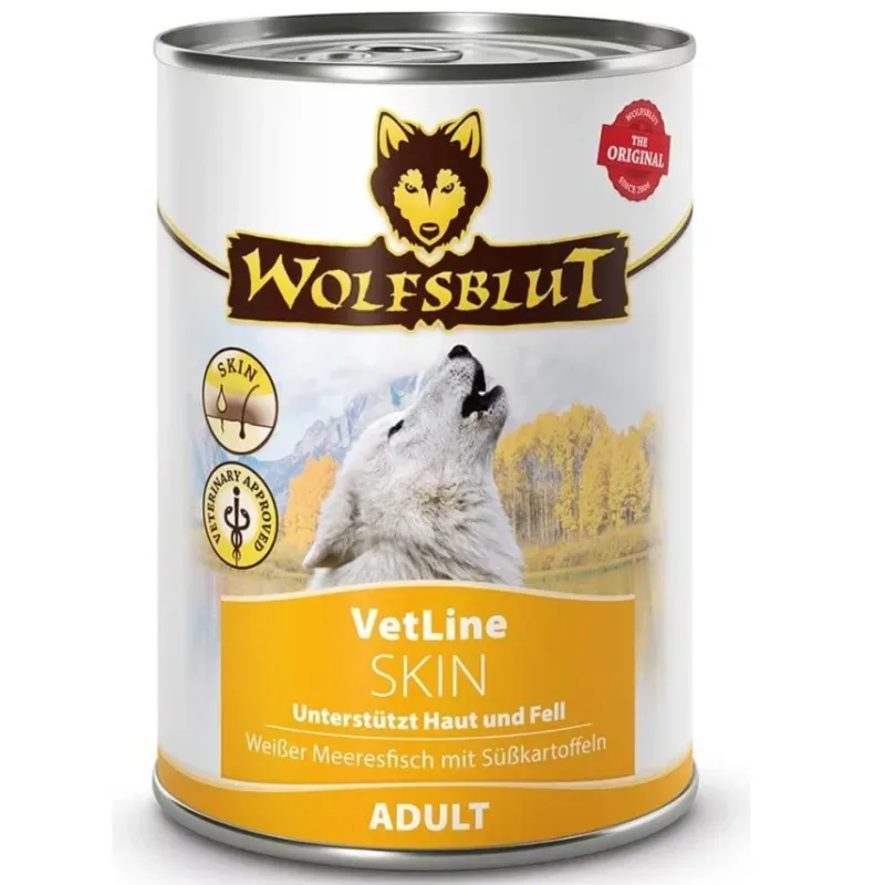 Wolfsblut VetLine Skin Hunde-Nassfutter, Meeresfisch mit Süsskartoffeln (6x395g)