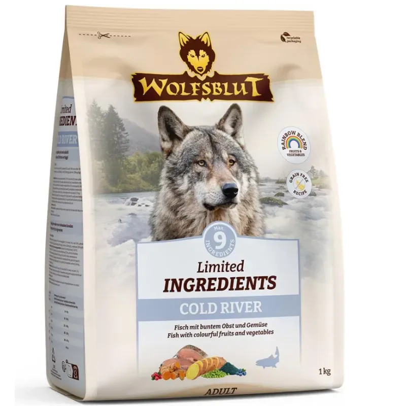 WOLFSBLUT Limited Ingredients Trockenfutter Hund, Adult, Cold River 1 kg