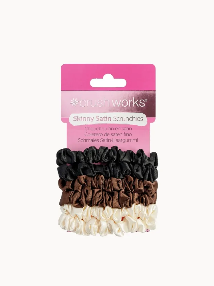 Brushworks Skinny Satin Scrunchies Box 6 Stk