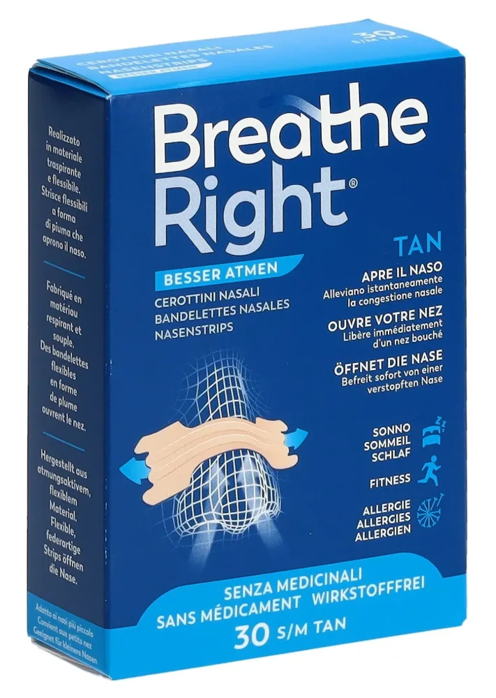 Breathe Right Nasenpflaster TAN, Grösse S/M (30 Stk)