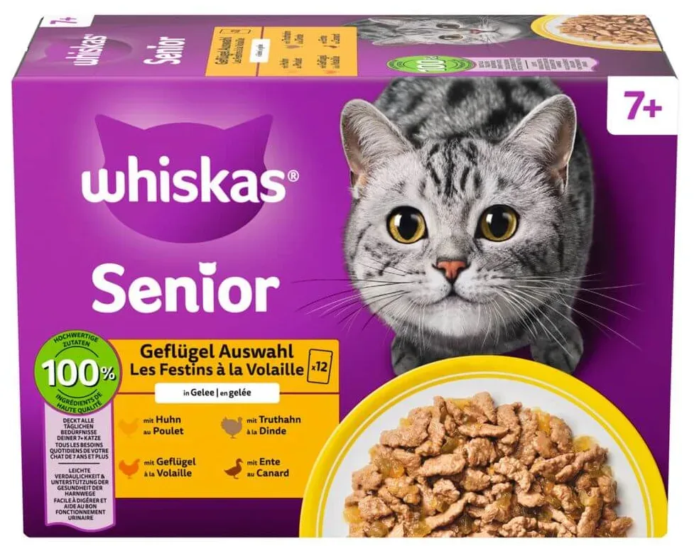 Whiskas Multipack 7+ Geflügel Auswahl in Gelee 12 x 85g