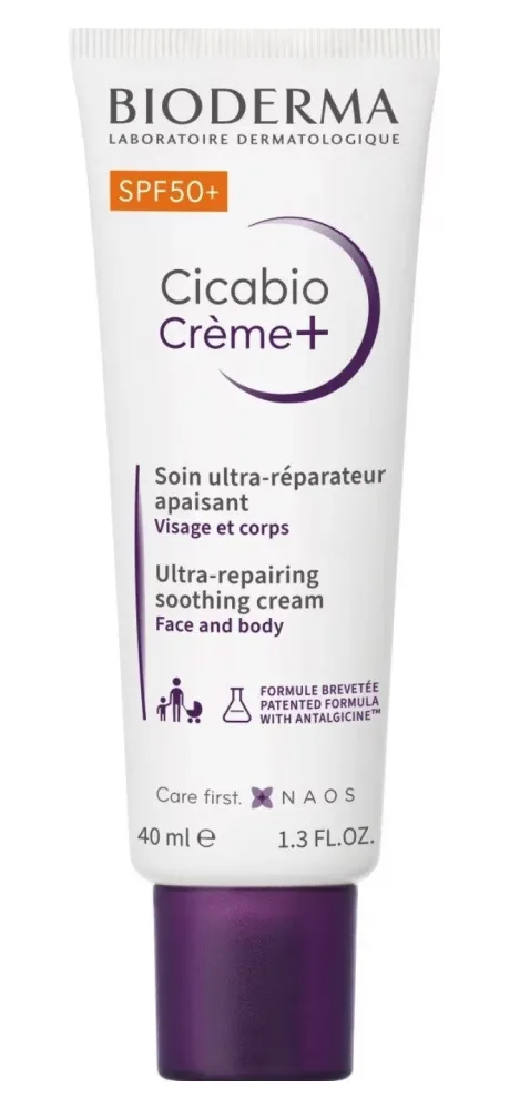 BIODERMA Cicabio Crème+ SPF 50+ - reparierende Wundpflegecreme mit hohem UV-Schutz Wundsalbe 40 ml
