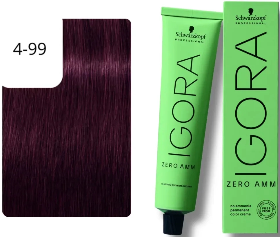 Schwarzkopf Professional Igora Zero Amm 4-99 Medium Brown Violet Extra 60ml