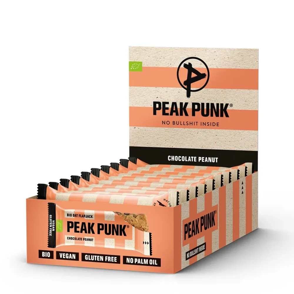 PEAK PUNK Organic Oat Flapjack Chocolate Peanut (12x60g)