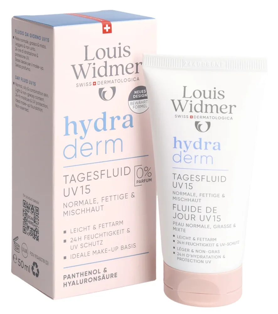 Louis Widmer - hydraderm Tagesfluid UV 15 ohne Parfum, 50 ml