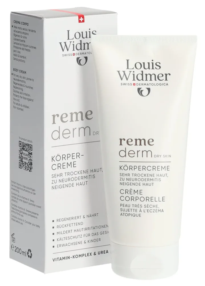Louis Widmer - remederm Körpercreme ohne Parfum, 200 ml