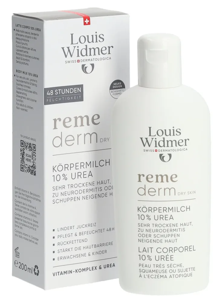 Louis Widmer remederm Körpermilch 10 % Urea ohne Parfum