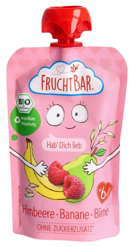 Fruchtbar Fruchtpüree Bio Himbeere Banane Birne Hab dich lieb Btl 100 g